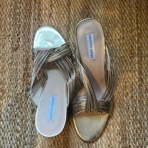 Saks fifth avenue 3inch two toned block heels. Gold, silver, and rose gold.